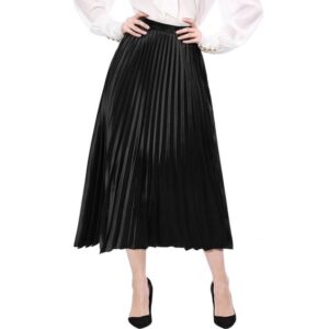 Fusta Plisata Neagra Midi Eleganta