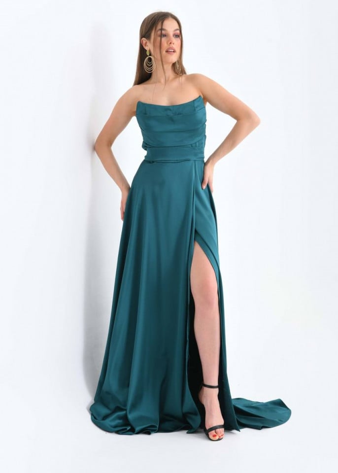 Rochie Lunga Satin Banchet Clasa 8 A Fete