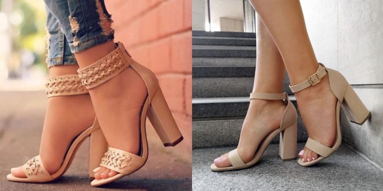Sandale Crem Cu Toc Si Platforma ❤️ Modele Elegante Dama
